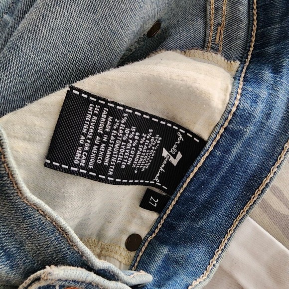 7 for All Mankind the Ankles Skinny Jean Frayed Cutoff Hem in Bright Palms Sz 27 - Picture 6 of 9